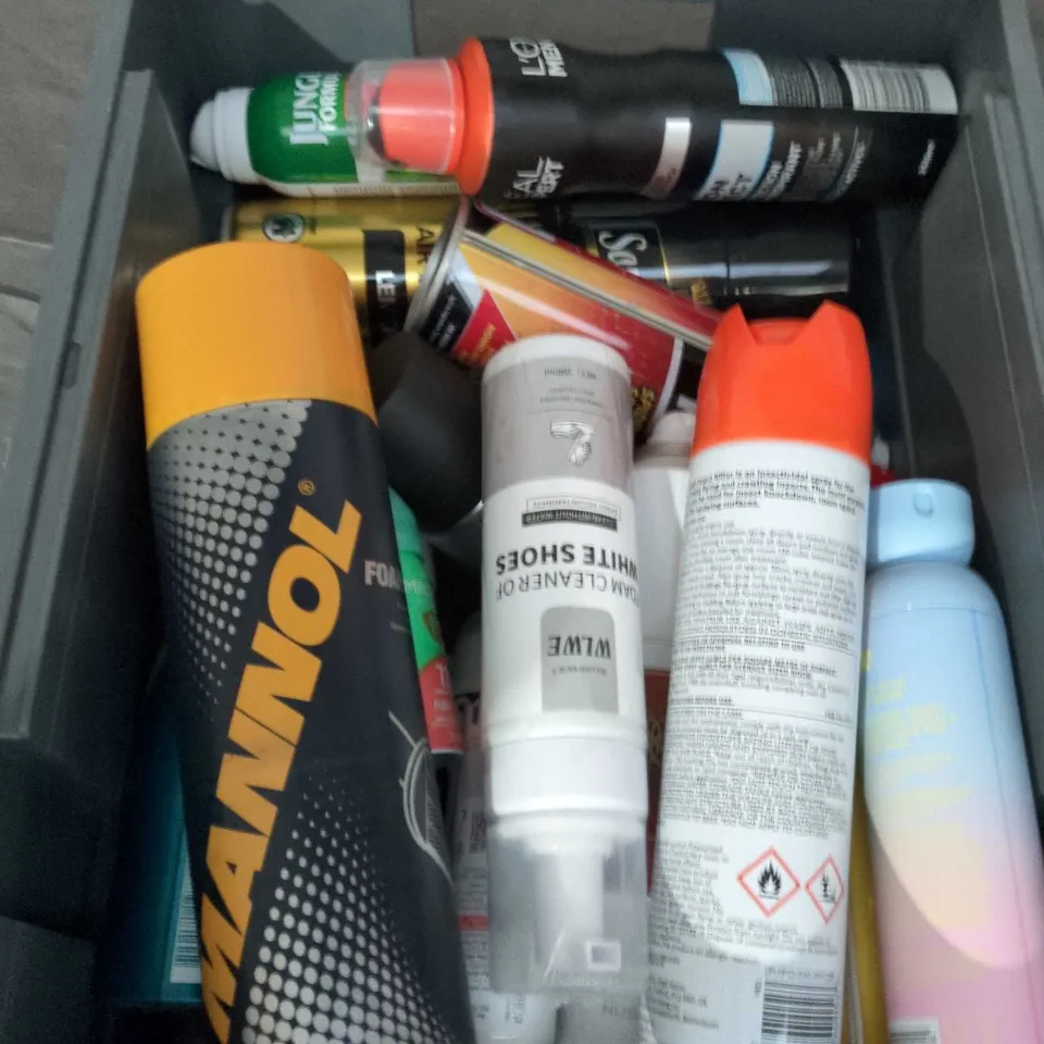 APPROXIMATELY 10 ASSORTED AEROSOLS TO INCLUDE INSECT KILLER, FOAM CLEANER, AIR FRESHENER ETC 