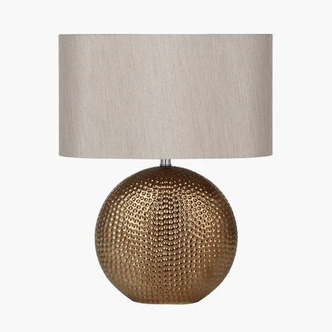 BOXED MABEL BRONZE DOT TEXTURED CERAMIC TABLE LAMP