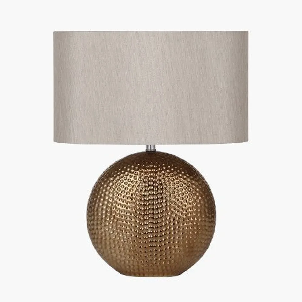 BOXED MABEL BRONZE DOT TEXTURED CERAMIC TABLE LAMP