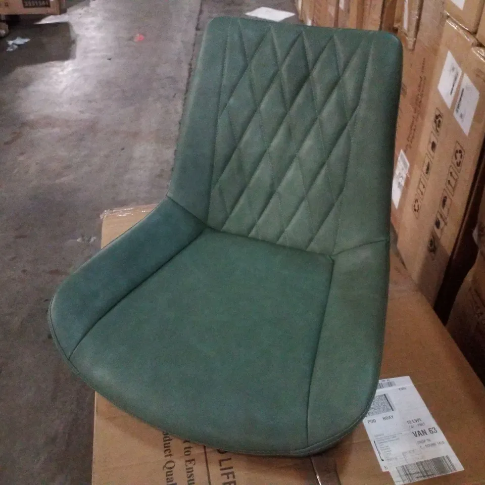 BOXED SET OF 2 JARVIS DIAMOND FAUX LEATHER DINING CHAIRS - GREEN