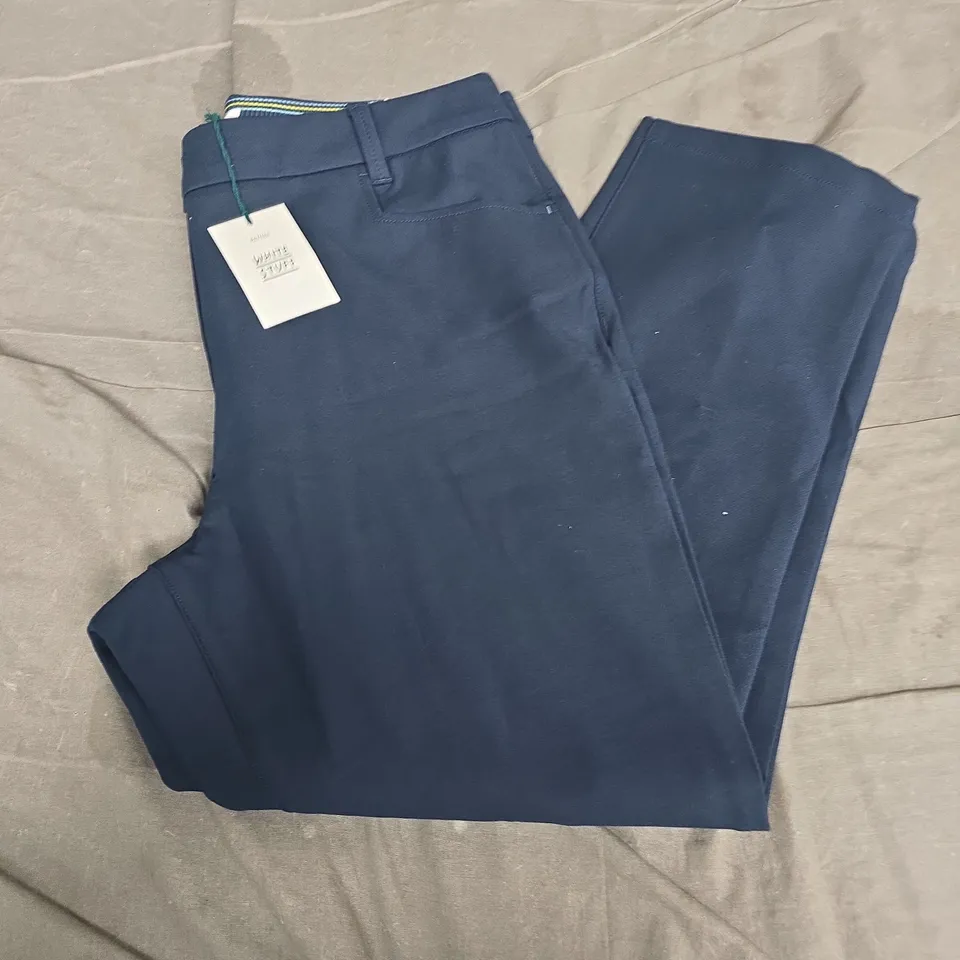 WHITE STUFF SAVANNAH STRETCH TROUSERS – DARK NAVY, PETITE UK 14P (EU 42P, US 10P)