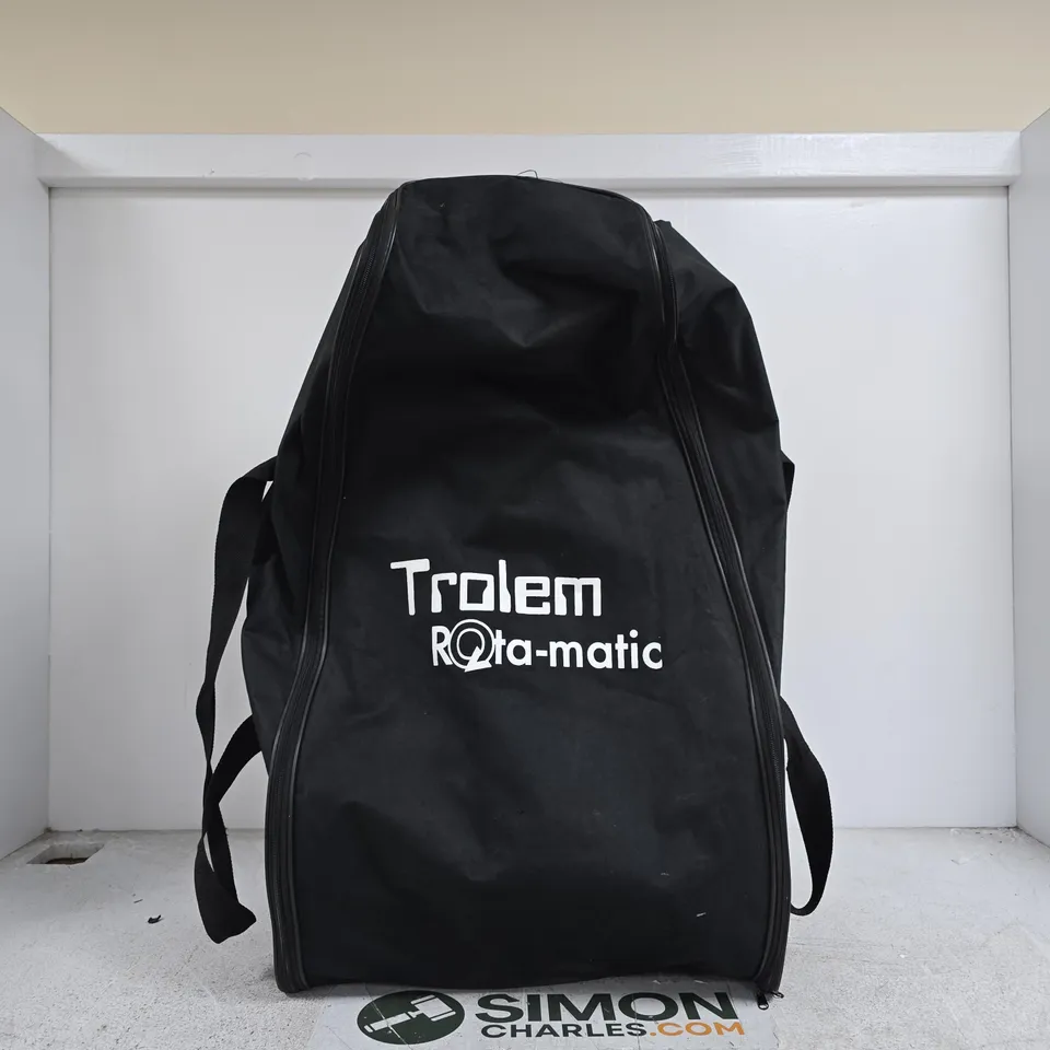 TROLEM ROTAMATIC FOLDING GOLF TROLLEY (LOGO VISIBLE) – BLACK, FOLDED