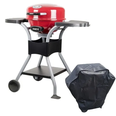 BOXED BOSS GRILL COMPACT ELECTRIC BBQ GRILL WITH COVER - RED