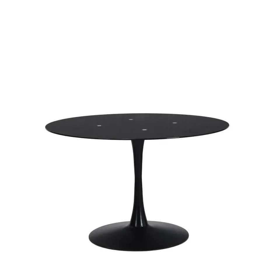 BOXED ADDISON 4 SEATER ROUND TULIP DINING TABLE, BLACK (1 BOX)