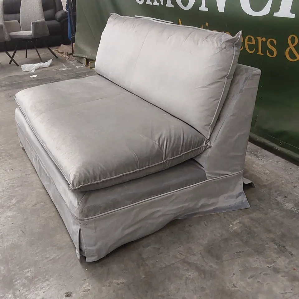 QUALITY DESIGNER 2 SEATER GREY VELVET SOFA 