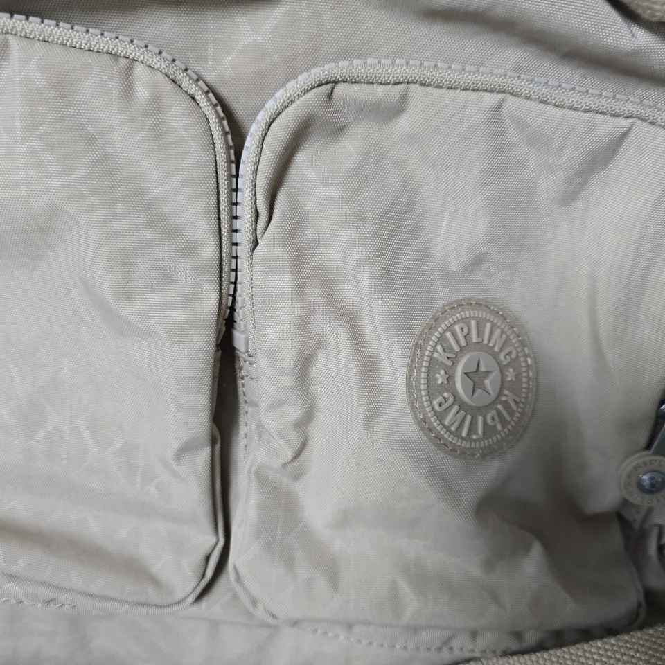 KIPLING BEIGE CROSSBODY BAG WITH SIGNATURE MONKEY KEYCHAIN