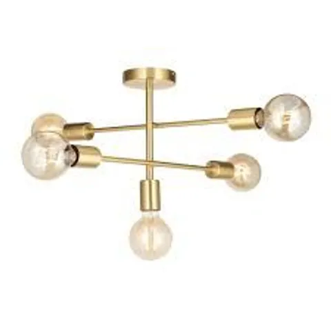 BOXED ENDON STUDIO 5 LIGHT SEMI FLUSH CEILING LIGHT SATIN BRASS PLATE