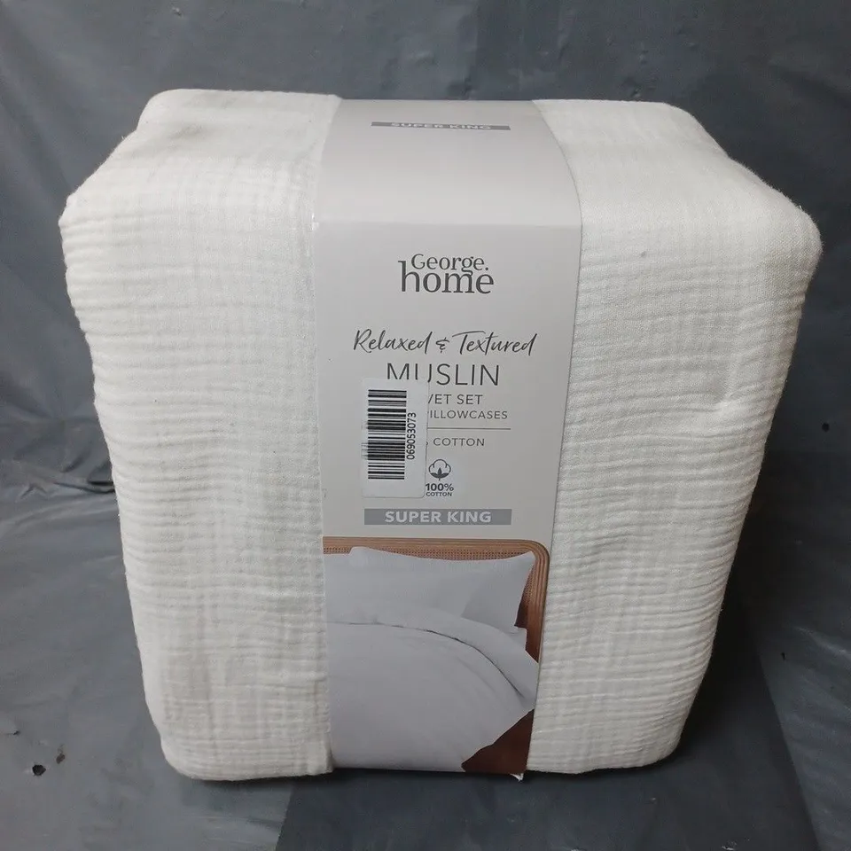 HOME MUSLIN DUVET SET IN WHITE - SUPER KING
