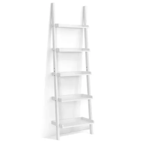 BOXED COSTWAY 5-TIER LEANING WALL SHELF LADDER BOOKCASE DISPLAY