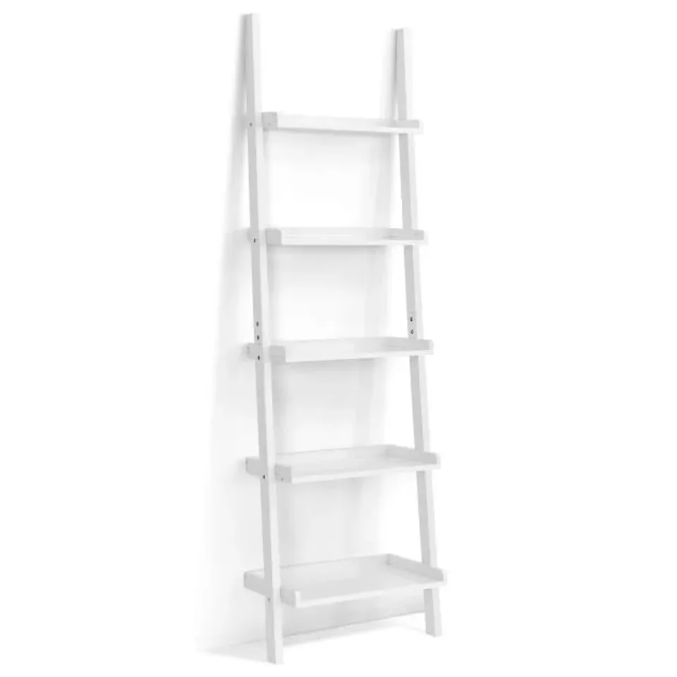 BOXED COSTWAY 5-TIER LEANING WALL SHELF LADDER BOOKCASE DISPLAY