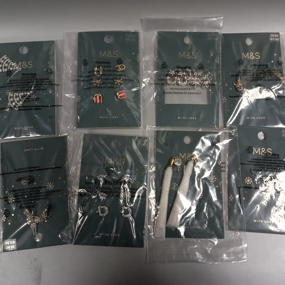 APPROXIMATELY 30 ASSORTED M&S CHRISTMAS THEMED JEWELLERY PRODUCTS IN VARIOUS DESIGNS	