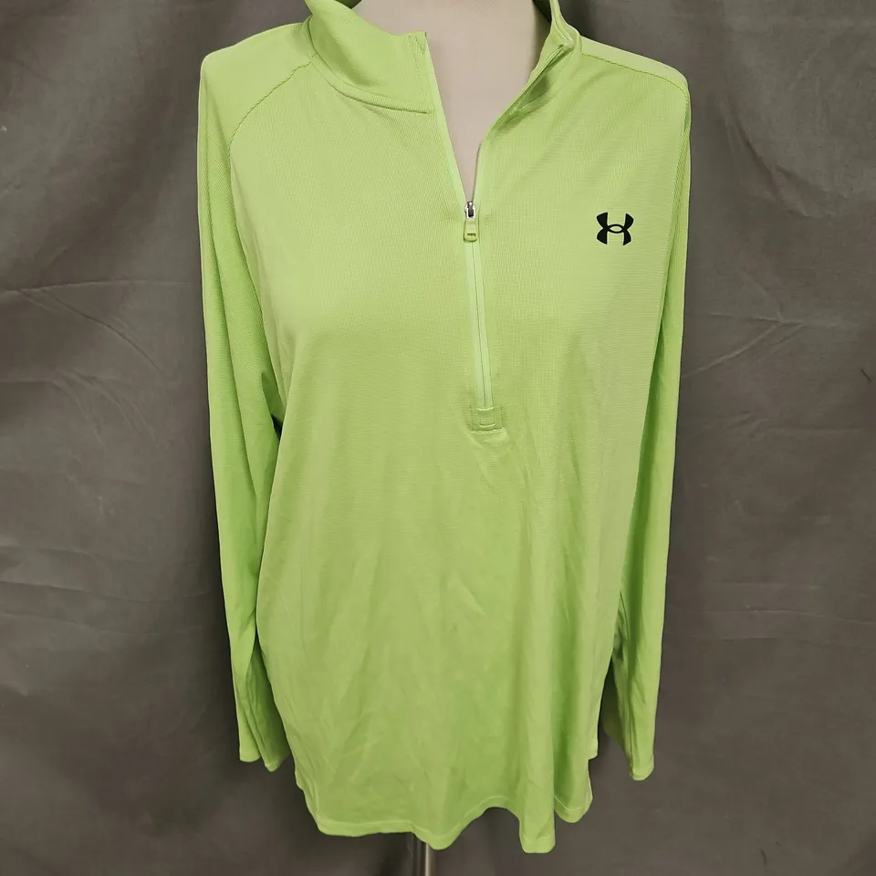 UNDER ARMOUR THE TECH TEE LONG SLEEVE 1/4 ZIP TOP IN LIME SIZE 2XL