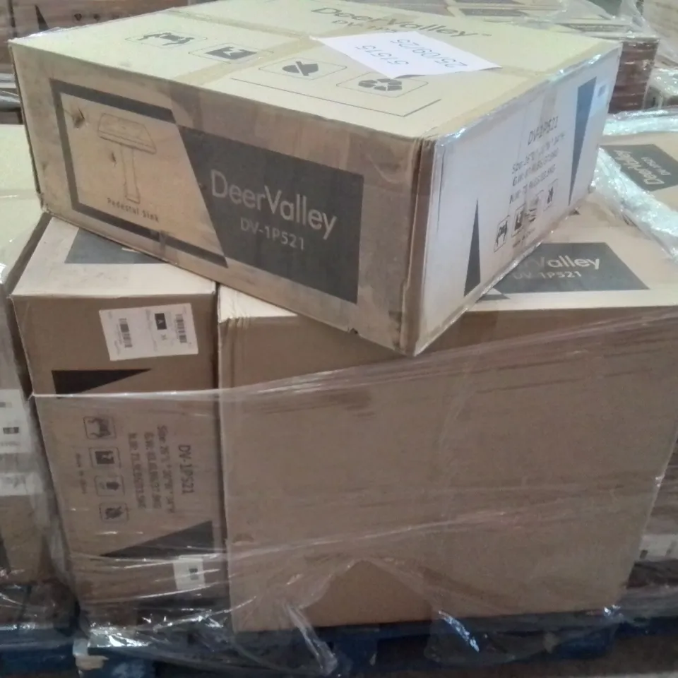 PALLET CONTAINING 5 DEERVALLEY PEDESTAL SINK BASINS