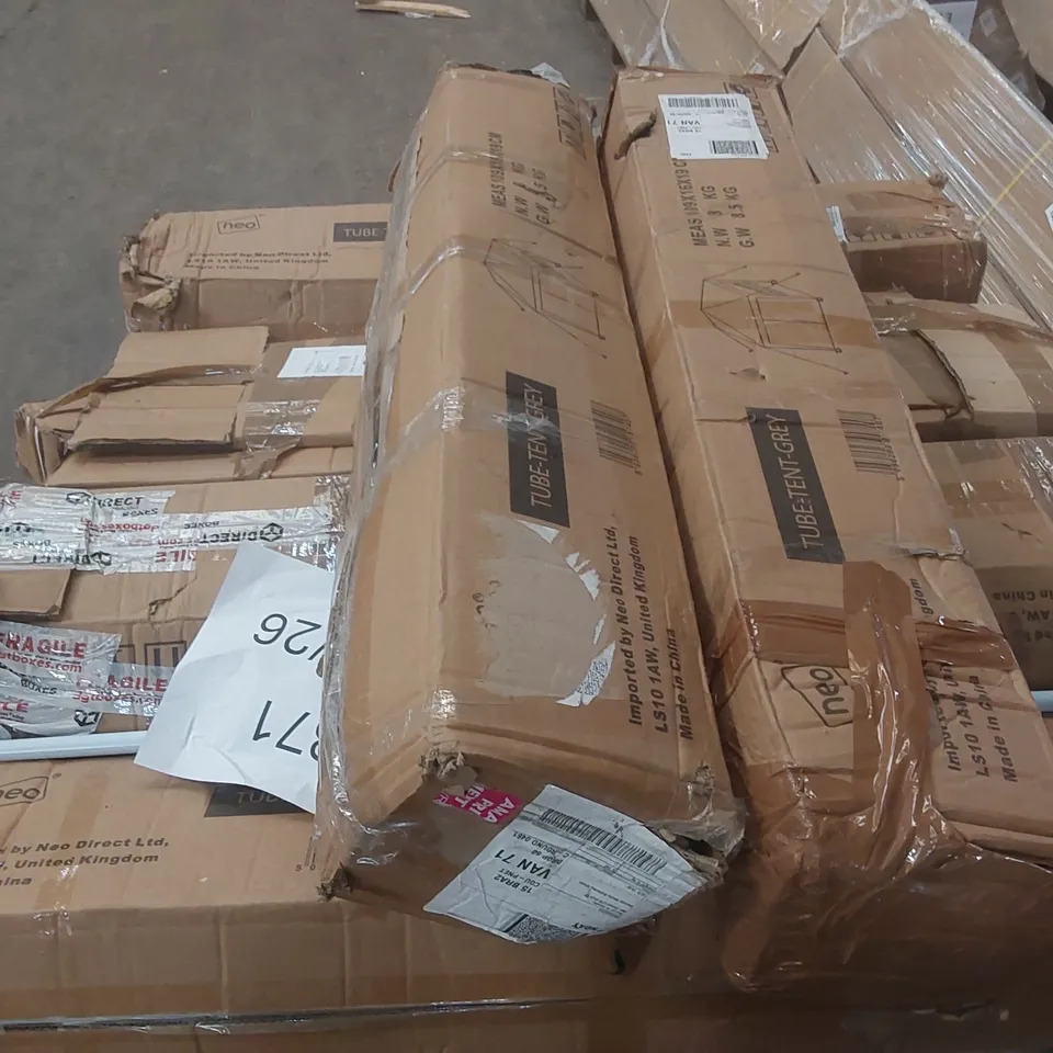 PALLET CONTAINING A LARGE QUANTITY OF ASSORTED NEO TUBE TENTS