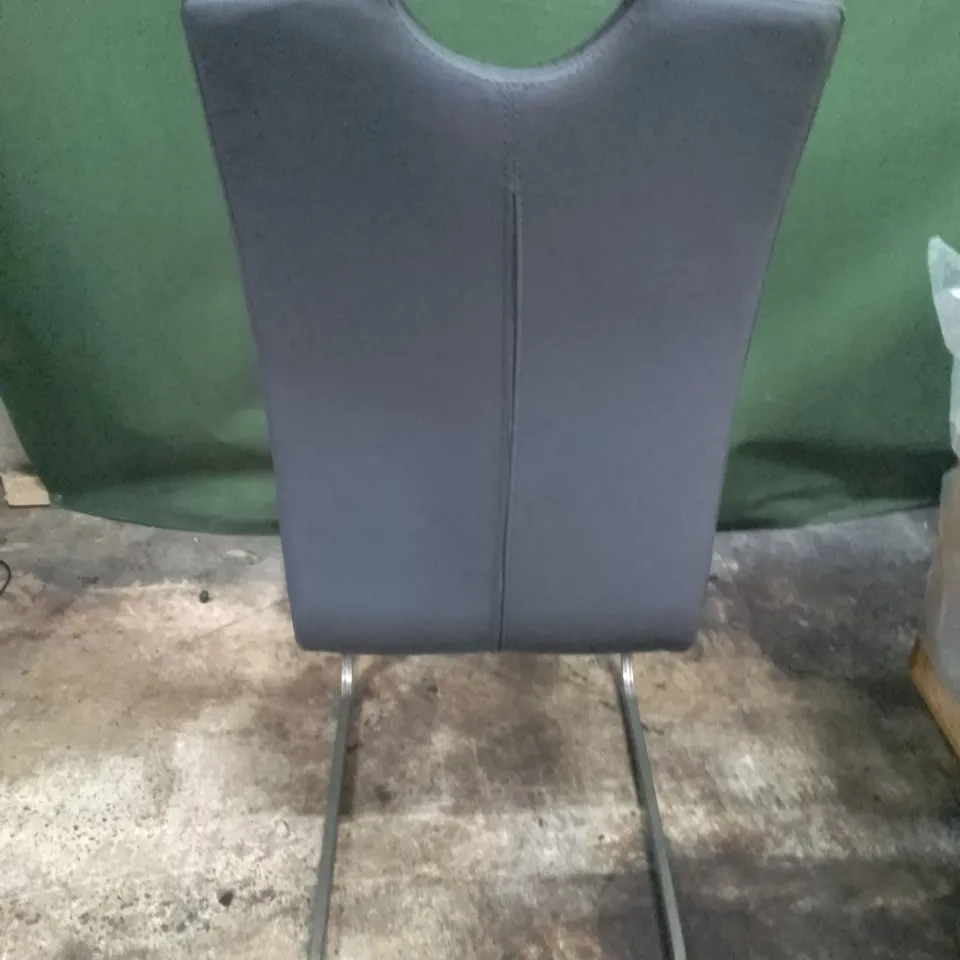 DARK GREY LEATHER DINING CHAIR