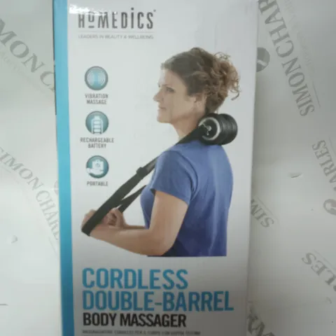 BOXED HOMEDICS CORDLESS DOUBLE-BARREL BODY MASSAGER