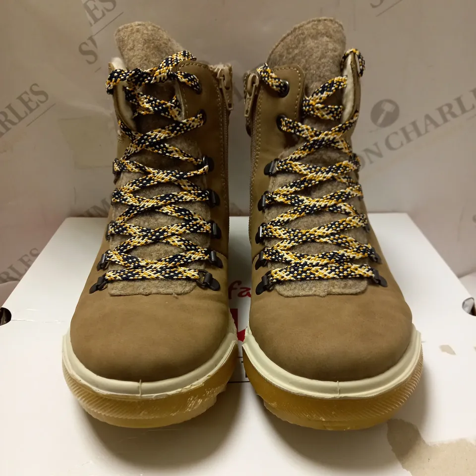 RIEKER TAUPE LACE UP BOOTS - SIZE 4