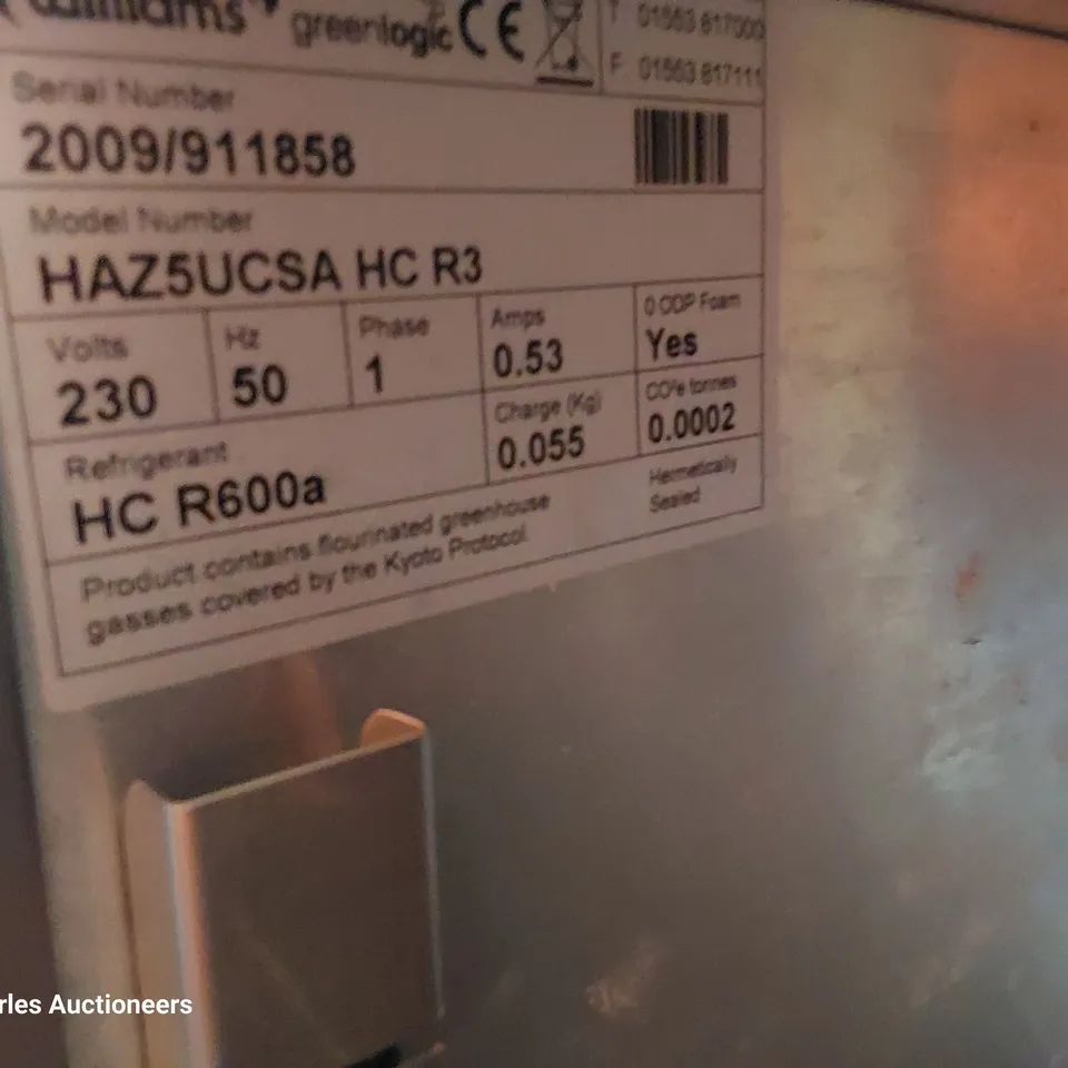 WILLIAMS UNDERCOUNTER FRIDGE HAZ5UCSA HC R3
