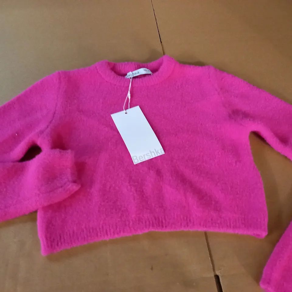BERSHKA PINK SOFT KNIT JUMPER - S