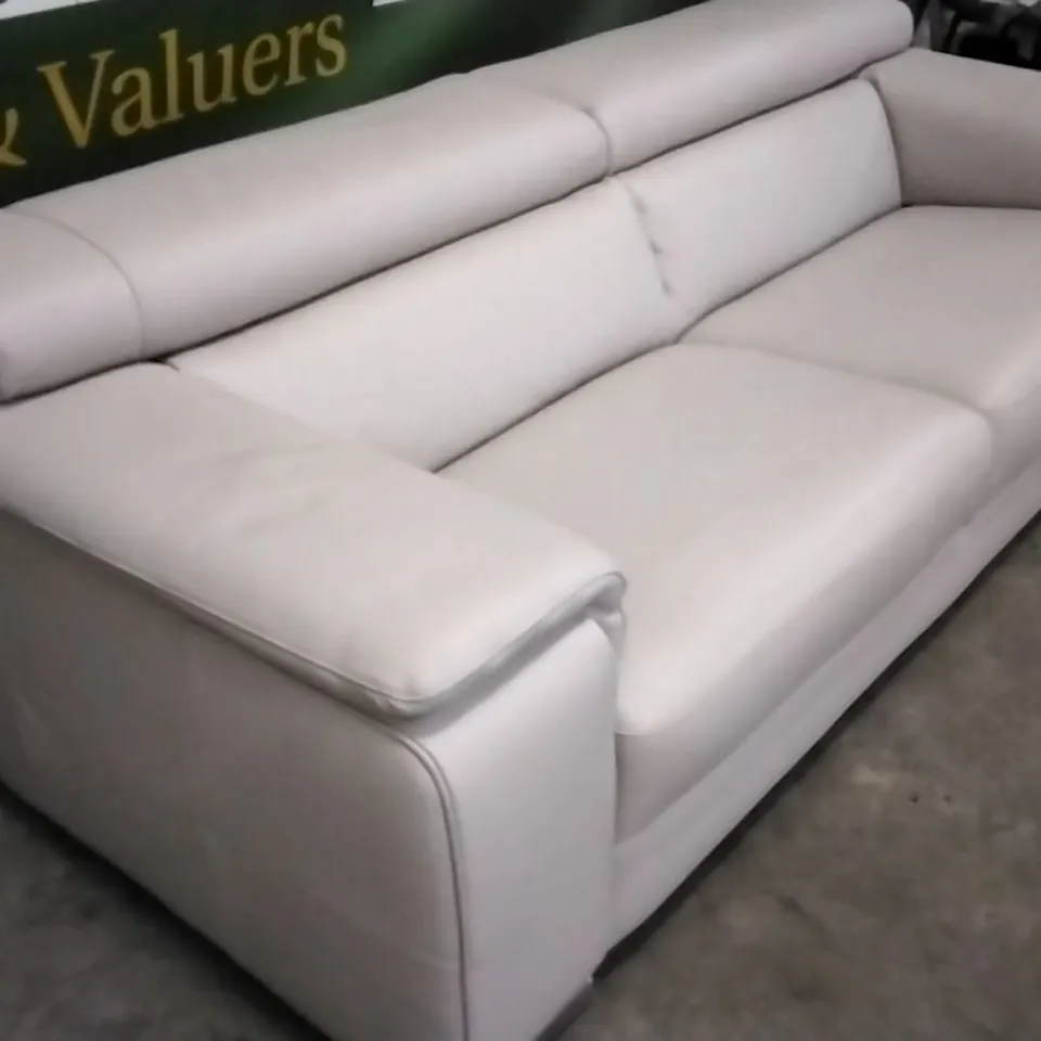 QUALITY ITALIAN DESIGNER MELO LARGE SOFA WHITE GREY LEATHER