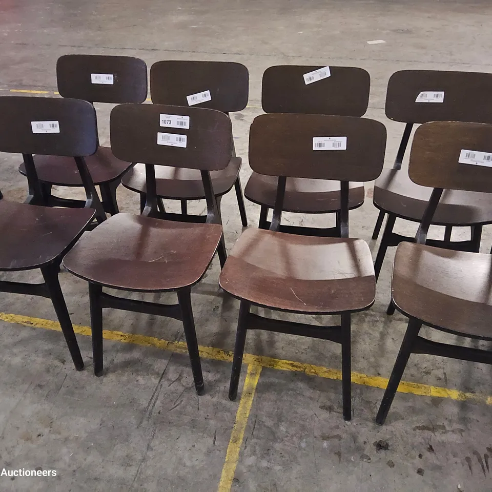 SET OF EIGHT  DARK WOOD CAFE CHAIRS