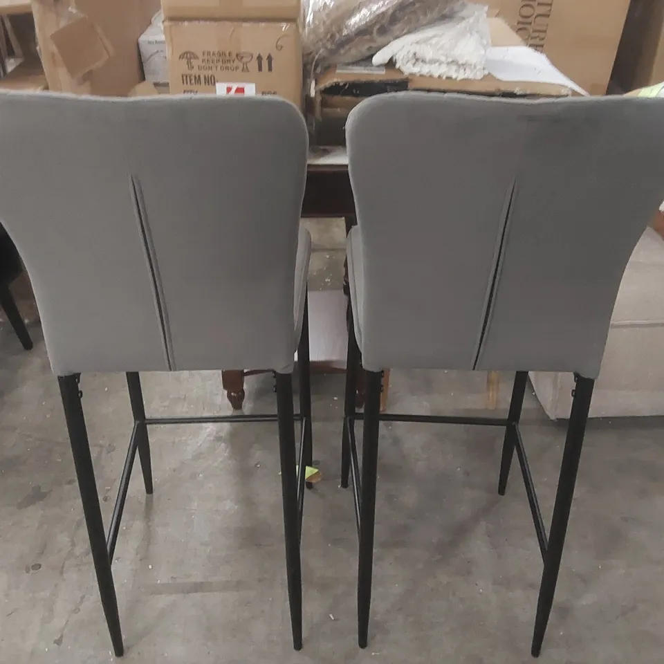 PAIR OF DESIGNER VELVET BAR CHAIRS