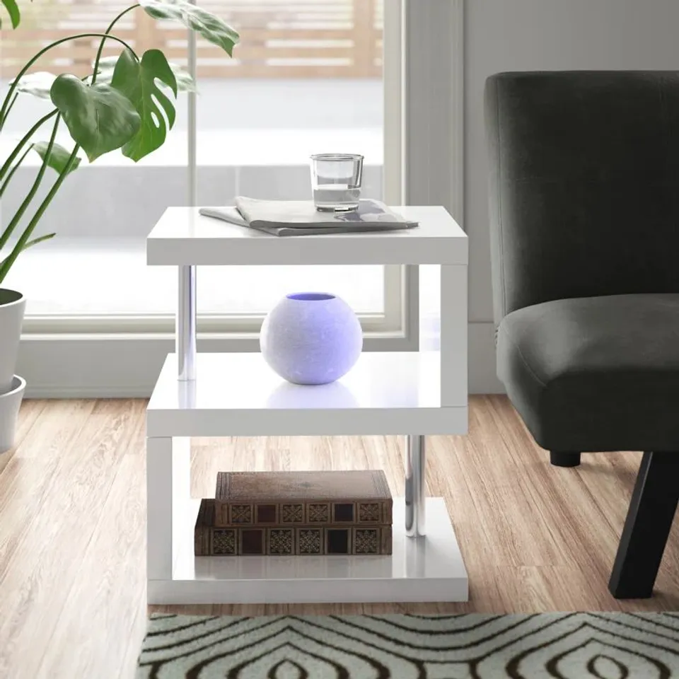 BOXED ALGRANGE SIDE TABLE WITH STORAGE - WHITE (1 BOX)