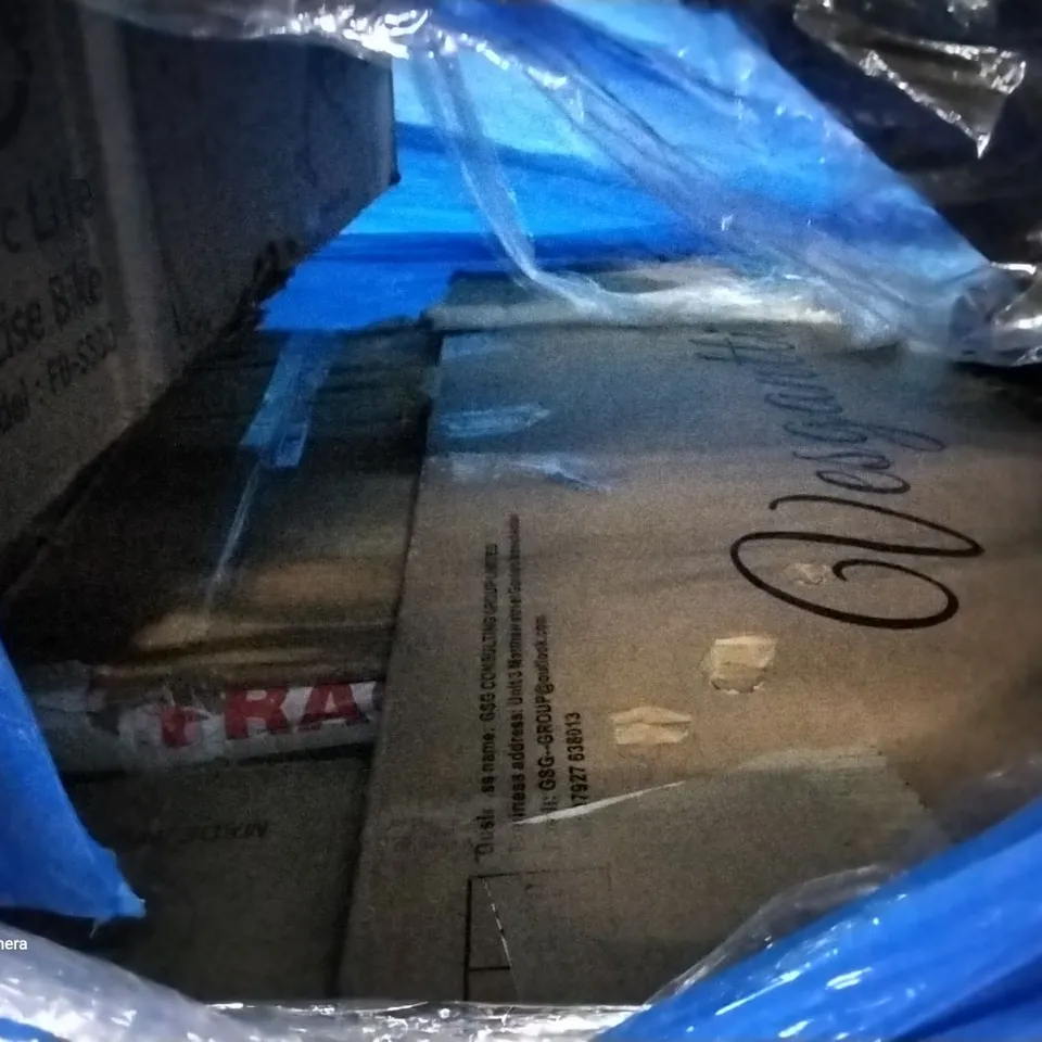 PALLET OF ASSORTED ITEMS INCLUDING FINER FORM WEIGHT BENCH, VESGANTTI, MAGIC LIFE EXERCISE BIKE