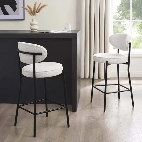 BOXED DUSK MIA SET OF 2 BARSTOOL - IVORY BOUCLE (1 BOX)