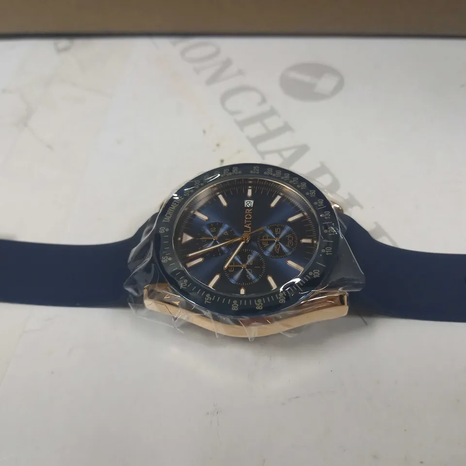 LATOR CALIBRE BLUE DIAL RUBBER STRAP WATCH RRP £500