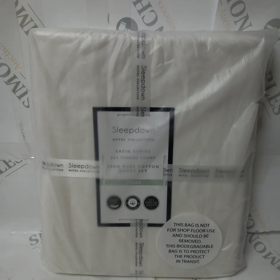 SEALED SLEEPDOWN SATIN STRIPE 100% PURE COTTON DUVET SET SINGLE