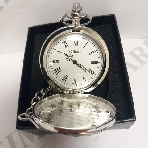 MENS EDISON POCKET WATCH β QUARTZ MOVEMENT β CHAIN AND GIFT BOX INCLUDED