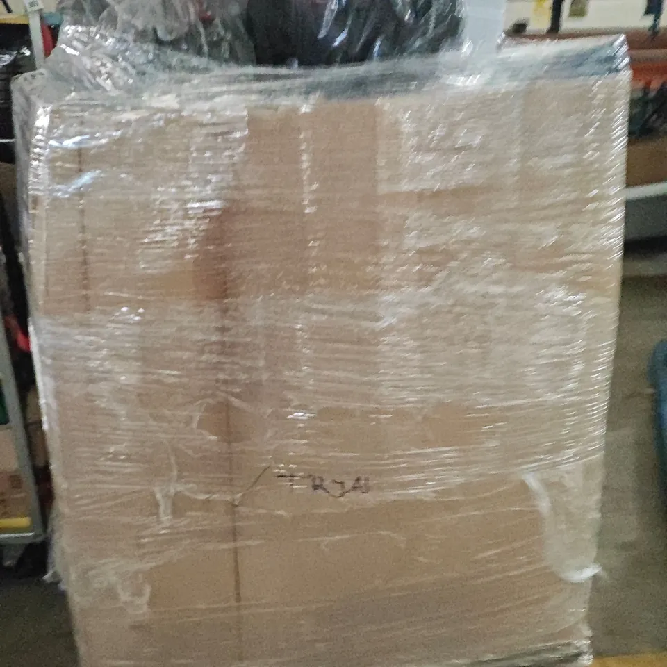 PALLET OF ASSORTED HOUSEHOLD GOODS AND PRODUCTS TO INCLUDE; HIGHCHAIR, STORAGE BOX,BLUE RAY FILMS, VACUUM CLEANER,FOOTBALL DEFENDER SET