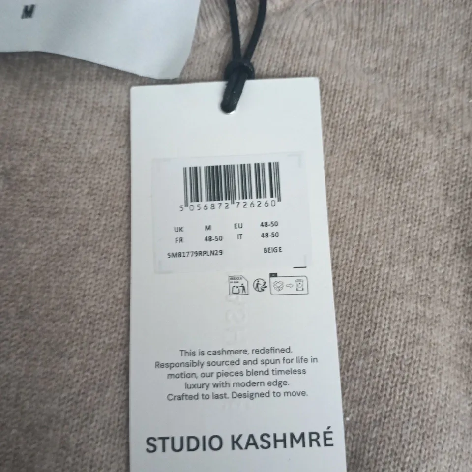 STUDIO KASHMRÉ 100% CASHMERE SWEATER – BEIGE, UK M