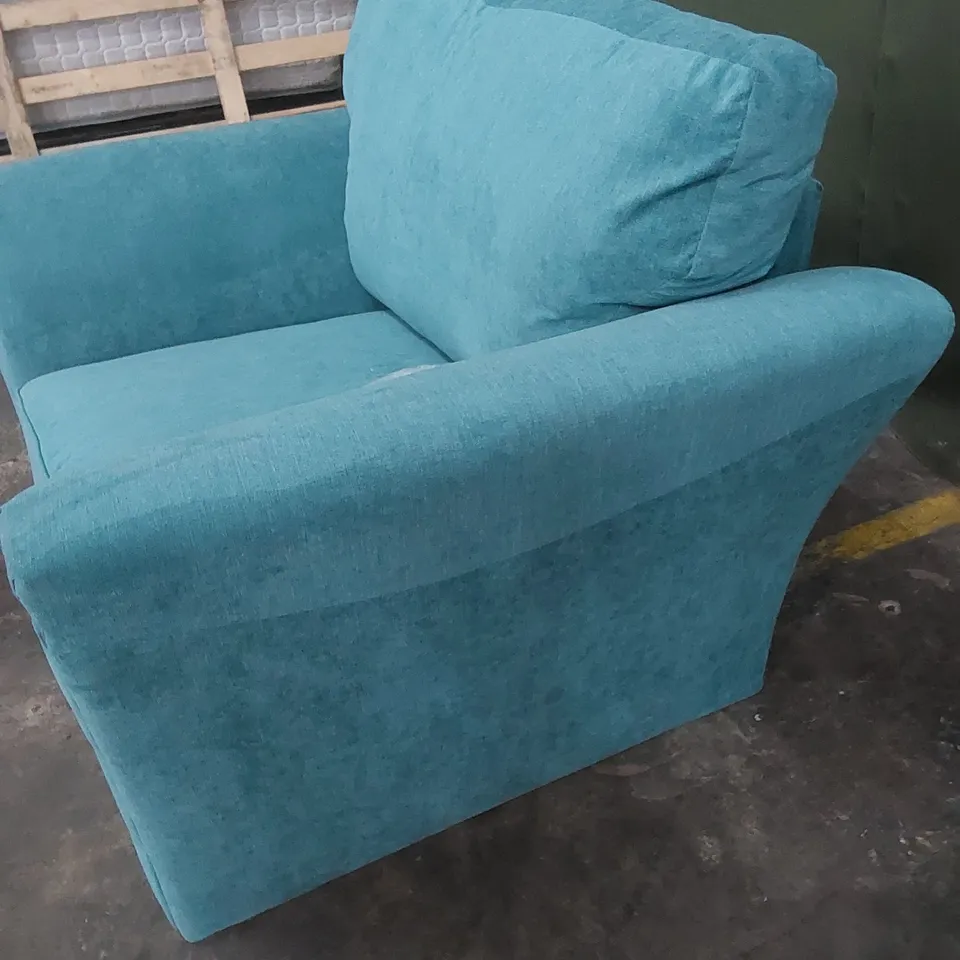 DESIGNER DURY FIXED BACK FABRIC UPHOLSTERED CHAIR - TEAL