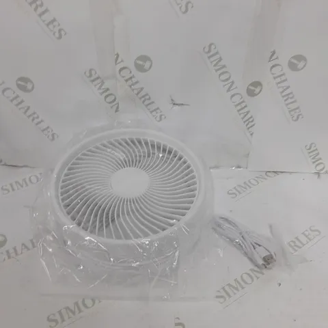 BOXED BELL & HOWELL RECHARGEABLE EXTENDABLE DESK & FLOOR FAN, WHITE