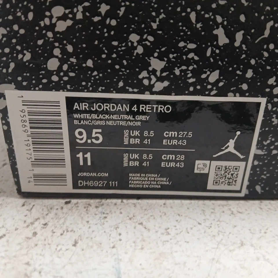 BOXED PAIR OF AIR JORDAN 4 RETRO SNEAKERS – UK 8.5