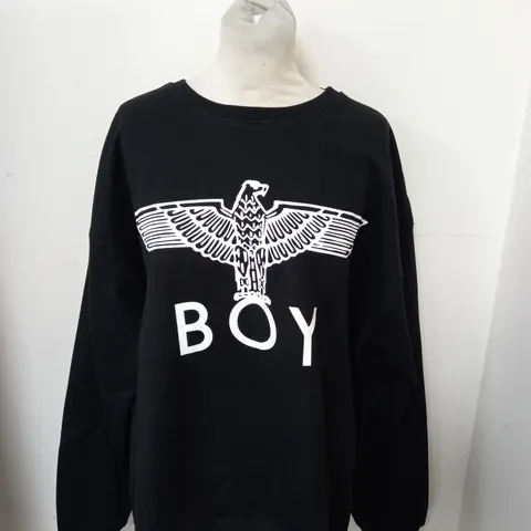 BOY LONDON EAGLE SWEATSHIRT IN BLACK/WHITE SIZE XL