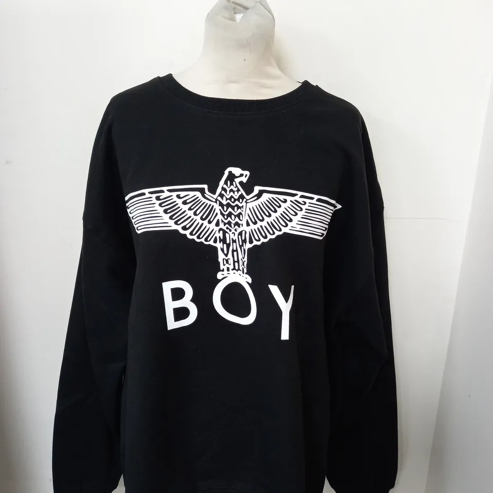 BOY LONDON EAGLE SWEATSHIRT IN BLACK/WHITE SIZE XL