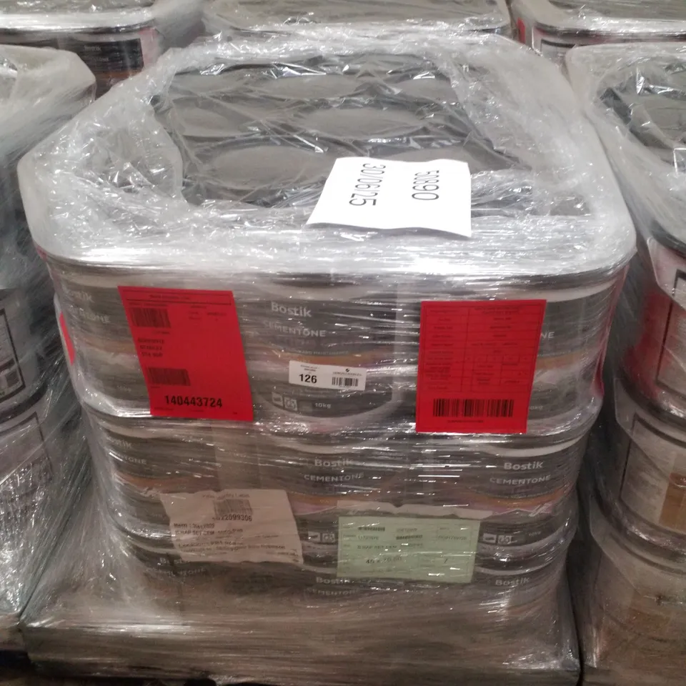 PALLET CONTAINING APPROXIMATELY 45 BUCKETS OF BOSTIK CEMENTONE RAPID SETTING WATERPROOF CEMENT 10KG