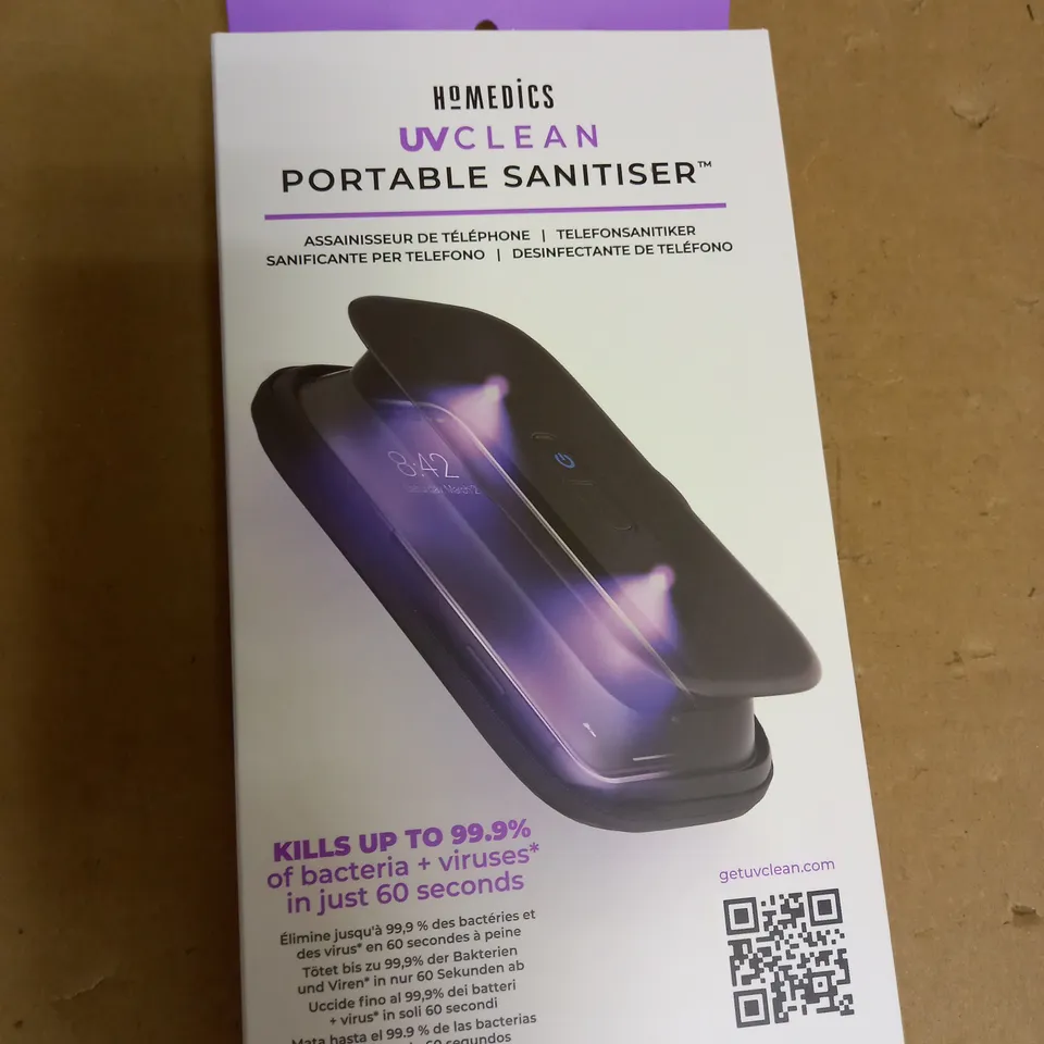 BOX OF 4 HOMEDICS UVCLEAN PORTABLE PHONE SANITISERS