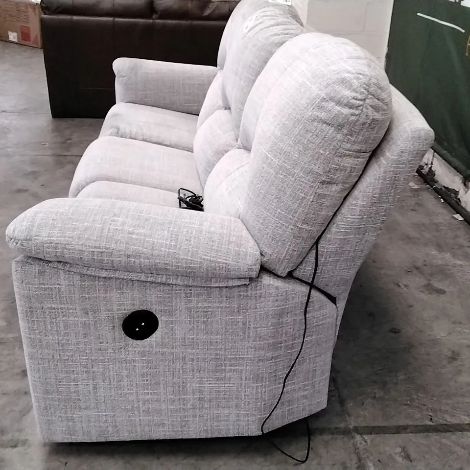 QUALITY BRITISH DESIGNER G PLAN MANUFACTURED CHLOE C 3 SEATER ELECTRIC RECLINER DBL SOFA - BEACH OATMEAL FABRIC 