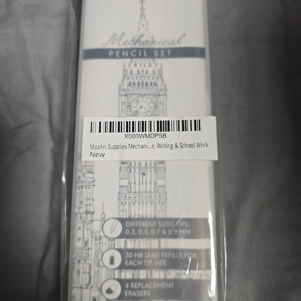 APPROXIMATELY 5 MOZART MECHANICAL PENCIL SET – ASSORTED TIP SIZES 0.3/0.5/0.7/0.9 MM, WITH 30 HB LEAD REFILLS PER SIZE (NEW)
