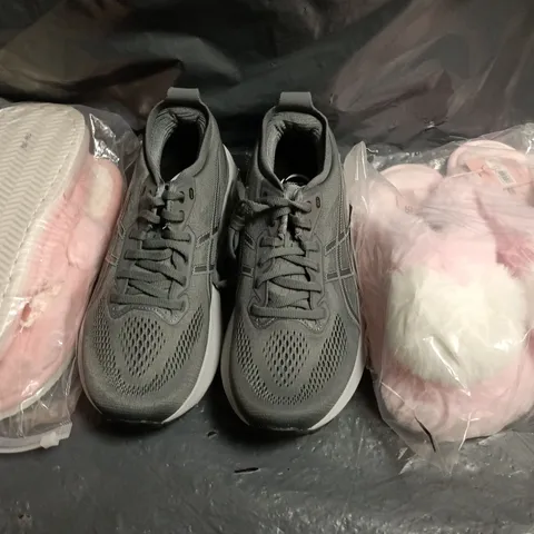 BOX OF APPROXIMATELY 15 ASSORTED PAIRS OF SHOES AND FOOTWEAR ITEMS IN VARIOUS COLOURS, STYLES, AND SIZES - COLLECTION ONLY