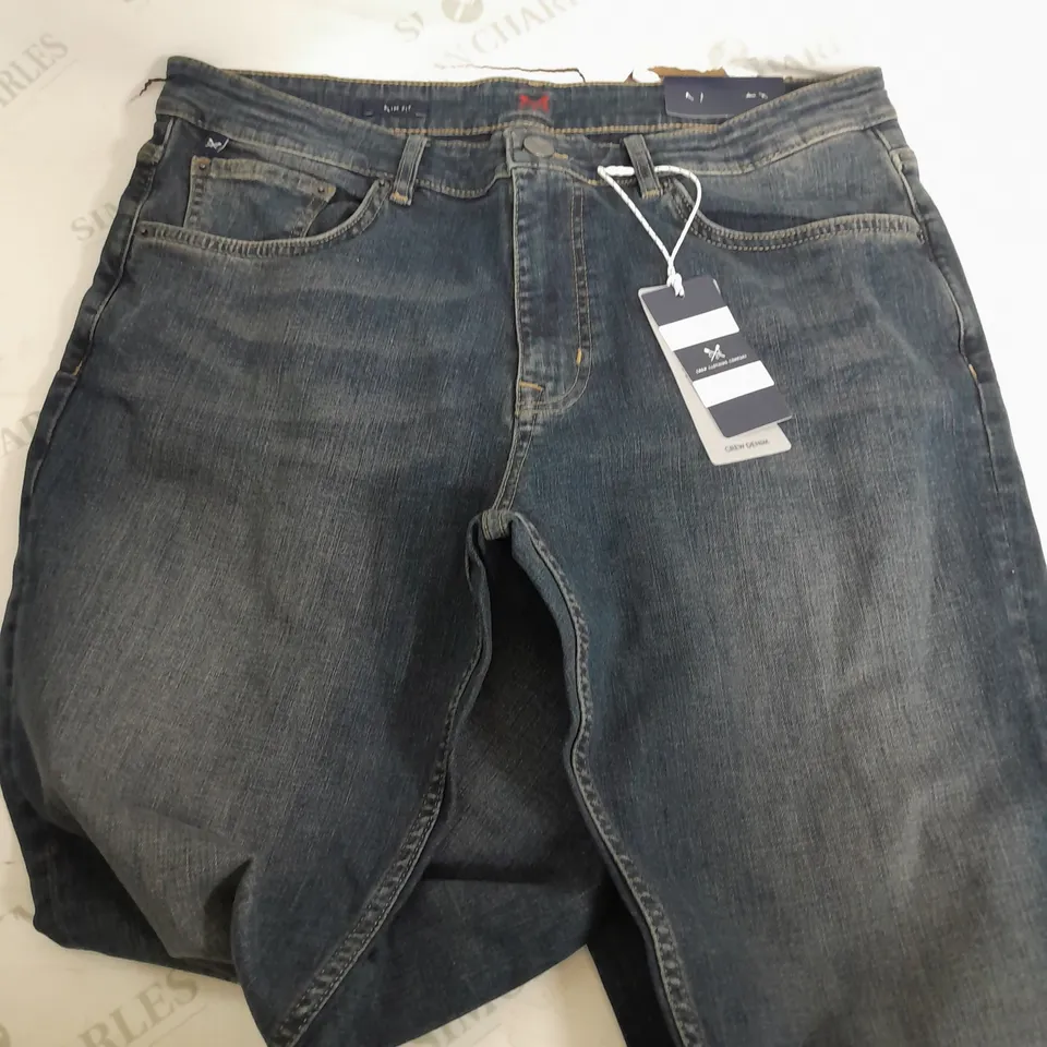 THE CREW CLOTHING COMPANY DENIM SLIM FIT JEANS - 36R