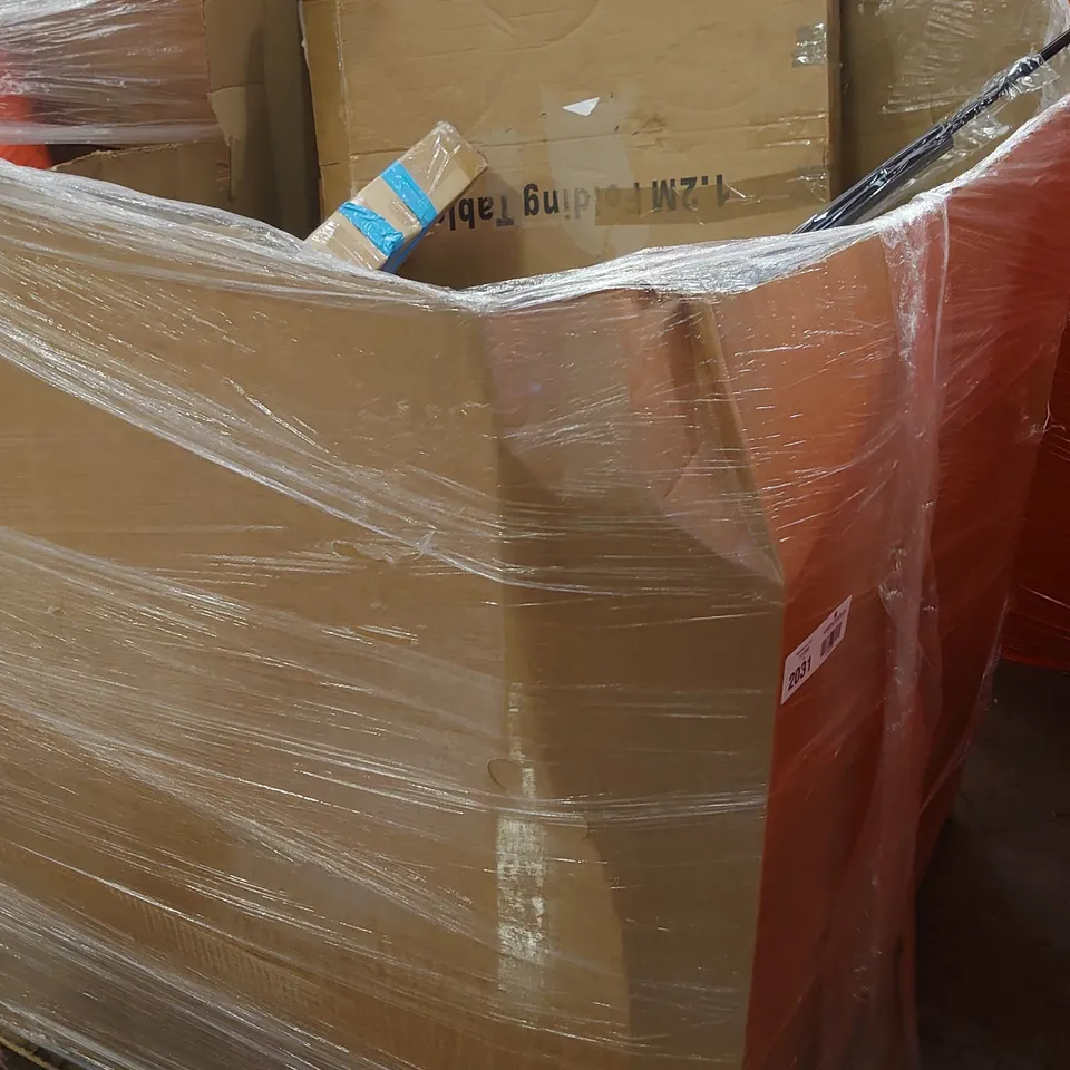 UNPROCESSED PALLET OF ASSORTED ITEMS TO INCLUDE LEVEL LUGGAGE CASE, ELECTRIC FLOOR HEATING SYSTEM AND FLOOR JEWELLERY CABINET