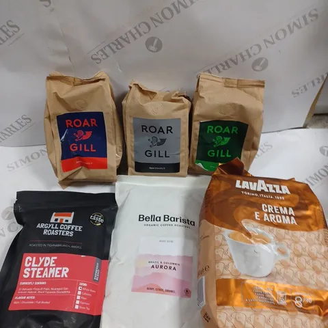 9 X ASSORTED COFFEE PRODUCTS TO INCLUDE ROAR GILL, LAVAZZA, BELLA BARISTA ETC