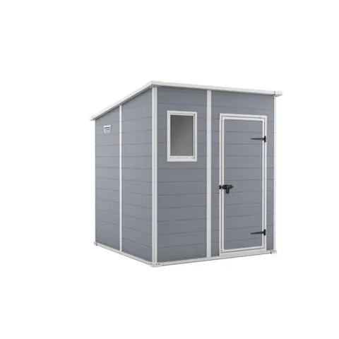 BOXED KETER MANOR PENT OUTDOOR GARDEN STORAGE SHED 6X6FT - GREY (1 BOX)