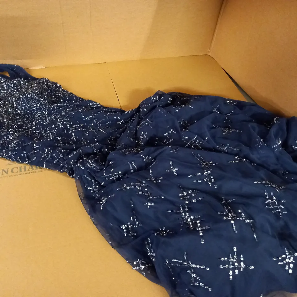 AIDAN MATTOX EMBELLISHED NAVY DRESS - UK 8