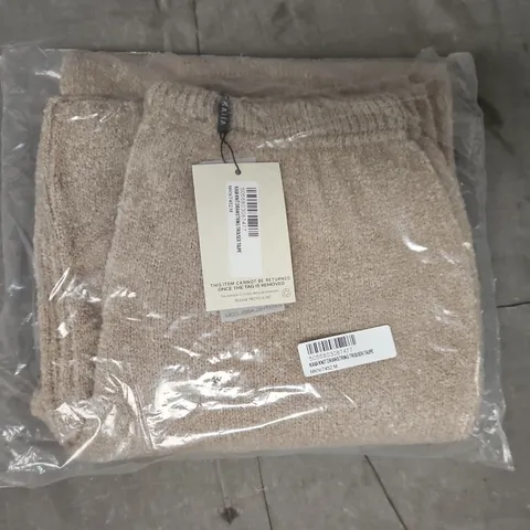 KAIIA KNIT DRAWSTRING TROUSERS IN TAUPE SIZE MEDIUM